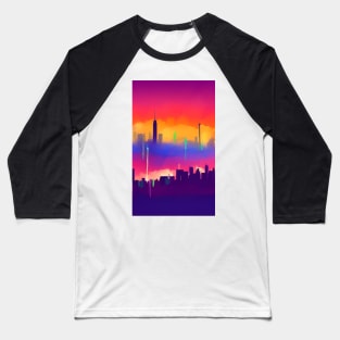 City Skyline Graffiti Baseball T-Shirt